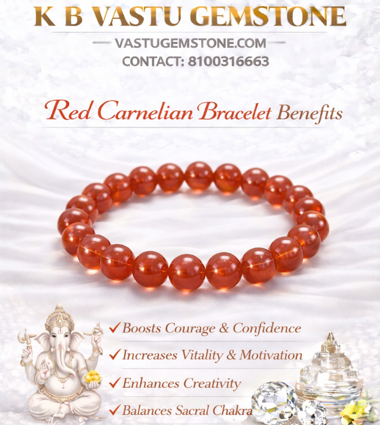 Natural Red Carnelian Bracelet (AA QUALITY)